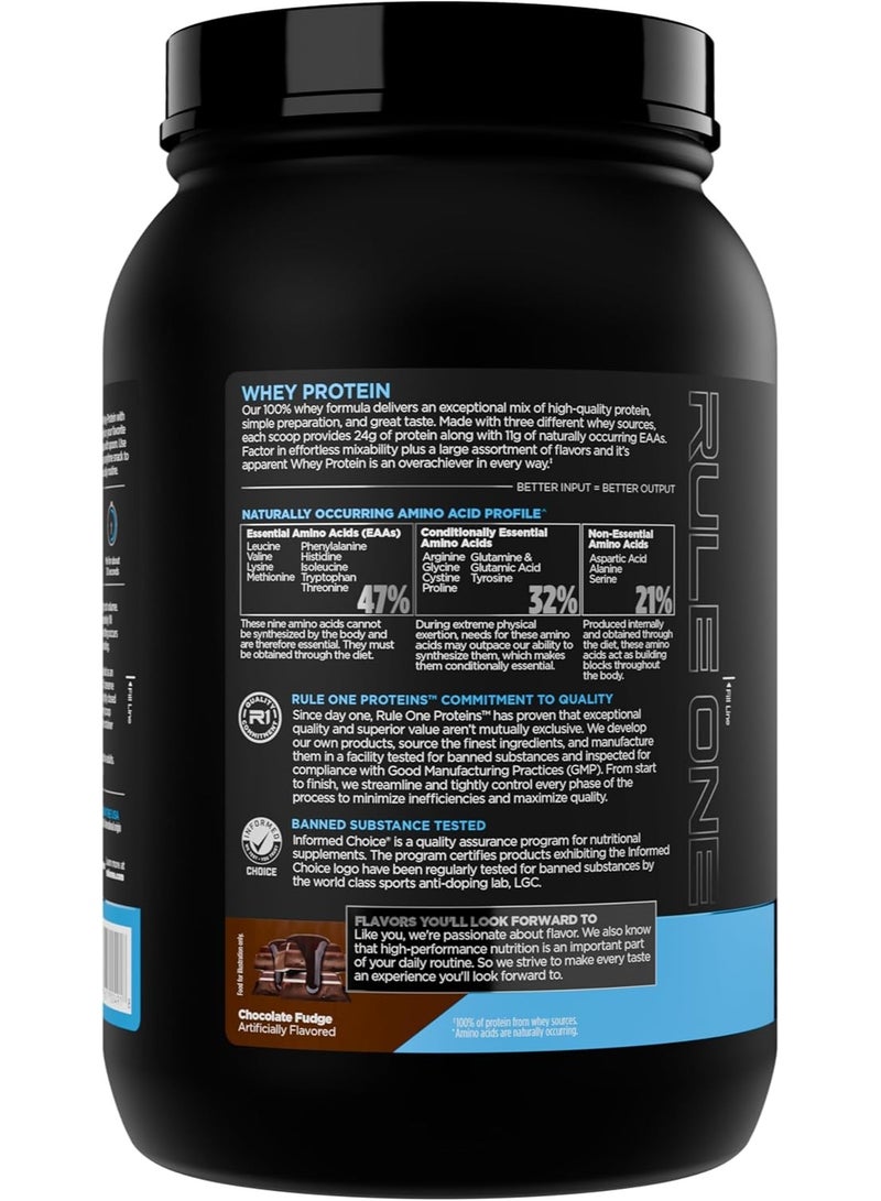 Rule1 whey Protein Chocolate Fudge, 2.01 LB, Fast-Acting 24g Protein Per Serving - Image 3